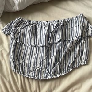 Blue and White Striped Tube Top
